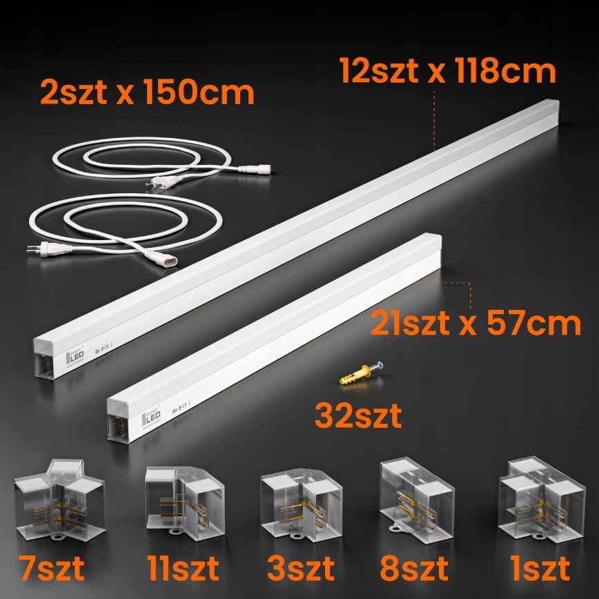 Oprawa sufitowa HEXAGON LED/384W/85-265V 4000K 484x243 cm CRI 90 IP54 biała