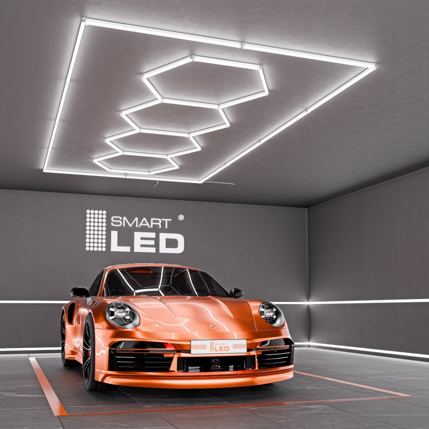 Oprawa sufitowa LED HEXAGON LED/384W/85-265V 6500K 484x243 cm CRI 90 IP54 biała