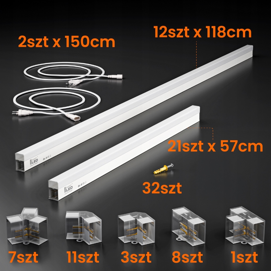 Oprawa sufitowa LED HEXAGON LED/384W/85-265V 6500K 484x243 cm CRI 90 IP54 biała