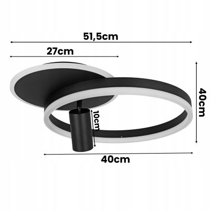 Oprawa sufitowa LED/38W/230V + 1xGU10/30W czarna