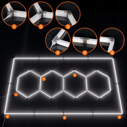 Lampa sufitowa LED HEXAGON LED/426W/85-265V 6500K 484x243 cm CRI 90 IP44 biała