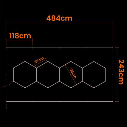 Lampa sufitowa LED HEXAGON LED/426W/85-265V 6500K 484x243 cm CRI 90 IP44 biała