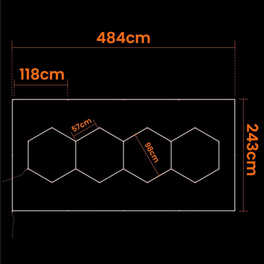 Lampa sufitowa LED HEXAGON LED/426W/85-265V 6500K 484x243 cm CRI 90 IP44 biała