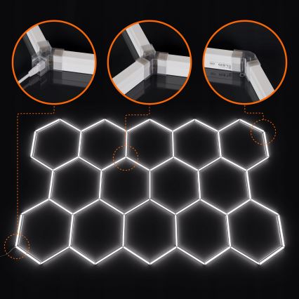 Oprawa sufitowa LED HEXAGON LED/456W/85-265V 4000K 522x298 cm CRI 90 IP54 biała