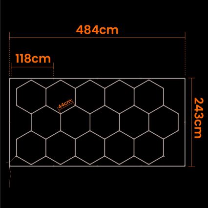 Oprawa sufitowa LED HEXAGON LED/696W/85-265V 6500K 484x243 cm CRI 90 IP44 biała