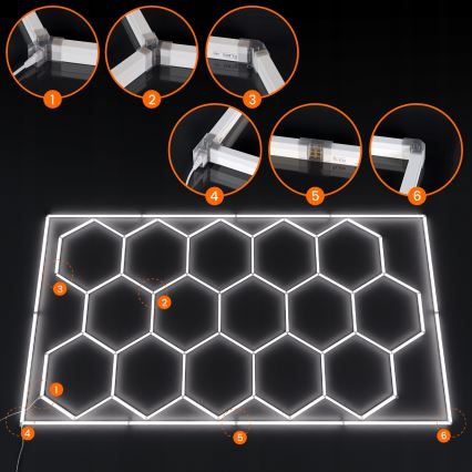 Oprawa sufitowa LED HEXAGON LED/696W/85-265V 6500K 484x243 cm CRI 90 IP54 biała