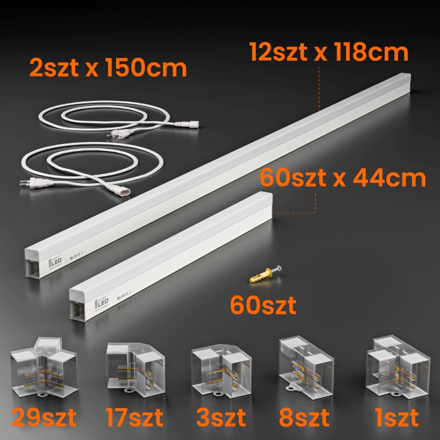 Oprawa sufitowa LED HEXAGON LED/696W/85-265V 6500K 484x243 cm CRI 90 IP54 biała