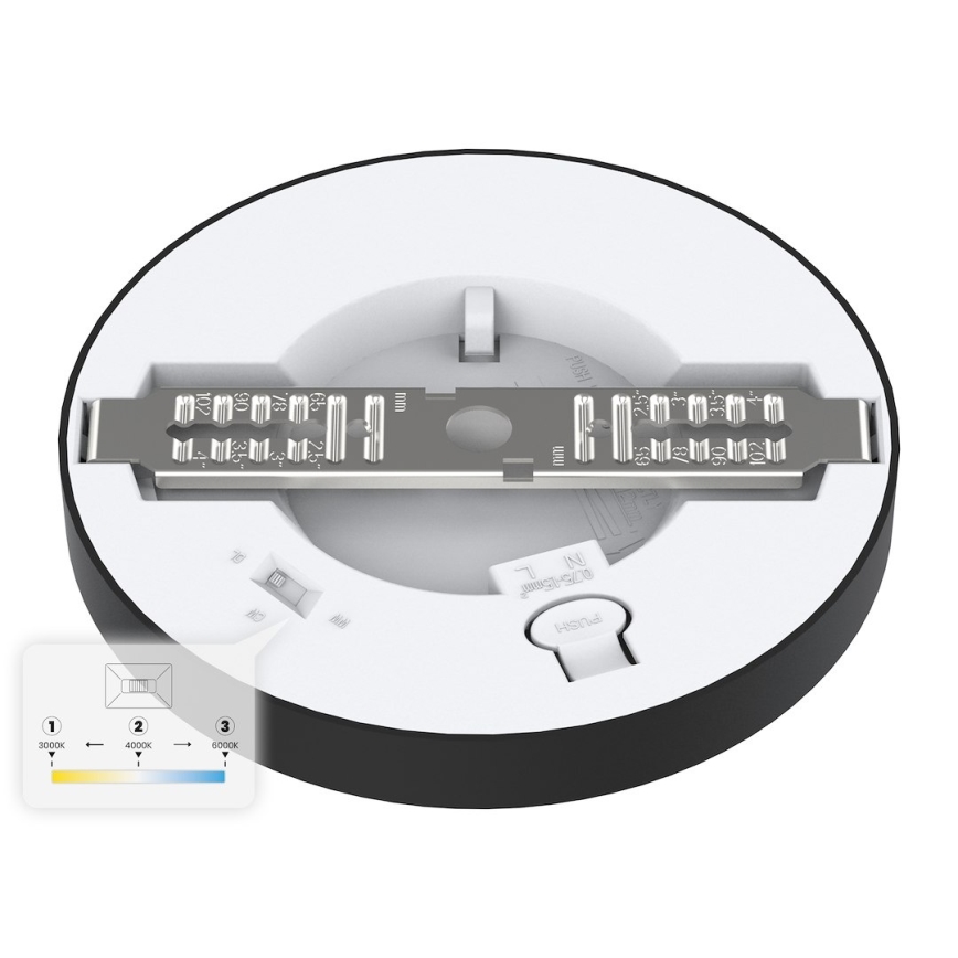 Oprawa sufitowa LED EVORA 6W 230V 3000/4000/6000 K, śr. 14 cm, czarna