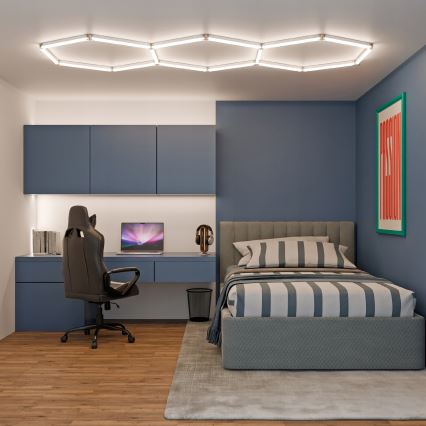 Oprawa sufitowa LED HEXAGON LED/128W/85-265V 4000K 248x97 cm CRI 90 IP54 biała