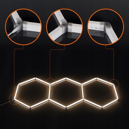 Oprawa sufitowa LED HEXAGON LED/128W/85-265V 4000K 248x97 cm CRI 90 IP54 biała