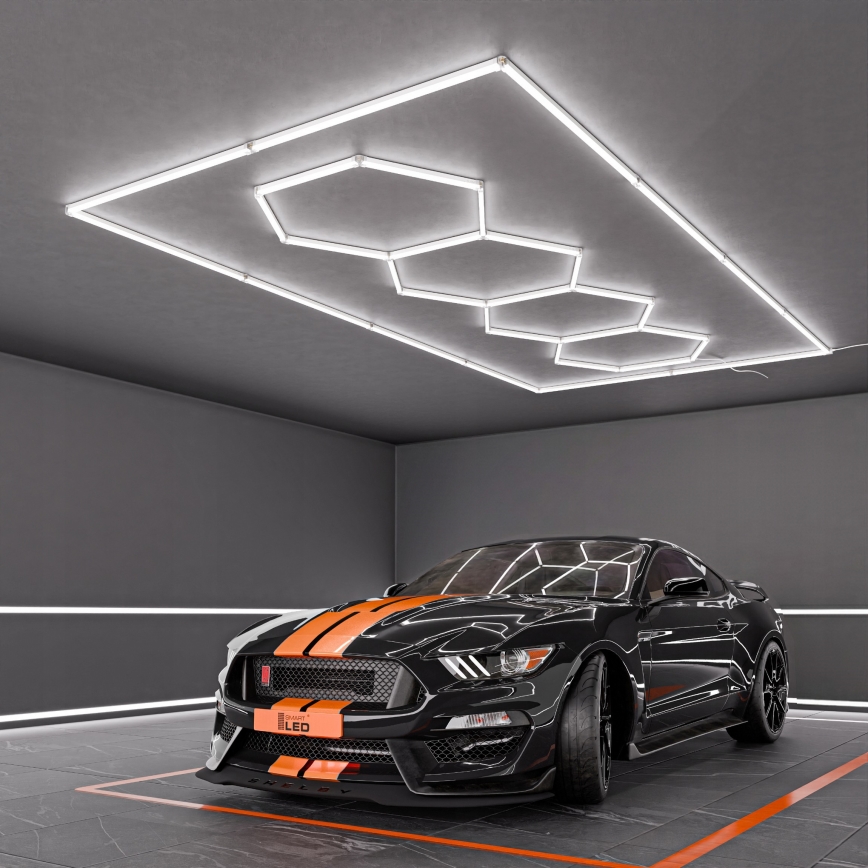 Oprawa sufitowa LED HEXAGON LED/384W/85-265V 6500K 484x243 cm CRI 90 IP54 biała