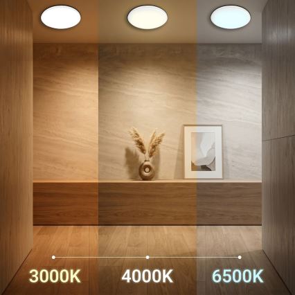 Oprawa sufitowa LED HUGO 12/18/24W, 230V, 3000/4000/6500K, Ø 30 cm, IP54, biała