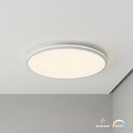 Oprawa sufitowa LED HUGO 12/18/24W, 230V, 3000/4000/6500K, Ø 30 cm, IP54, biała
