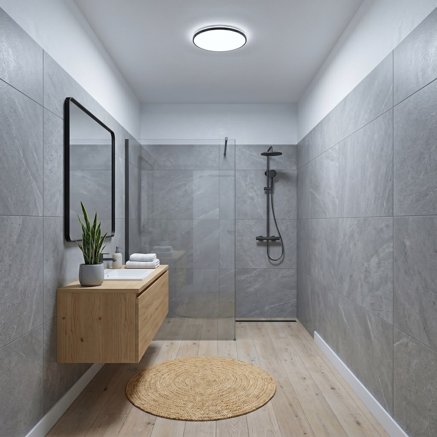 Lampa sufitowa LED HUGO LED/12/18/24W/230V 3000/4000/6500K Ø 30 cm IP54 czarna
