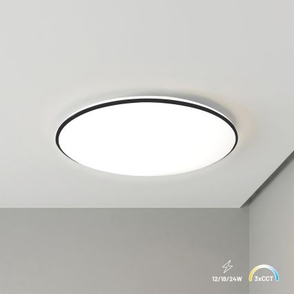 Lampa sufitowa LED HUGO LED/12/18/24W/230V 3000/4000/6500K Ø 30 cm IP54 czarna