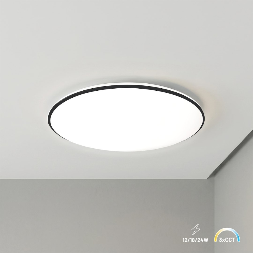Lampa sufitowa LED HUGO LED/12/18/24W/230V 3000/4000/6500K Ø 30 cm IP54 czarna