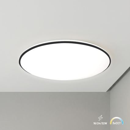 Lampa sufitowa LED HUGO LED/16/24/32W/230V 3000/4000/6500K śr. 37 cm IP54 czarna