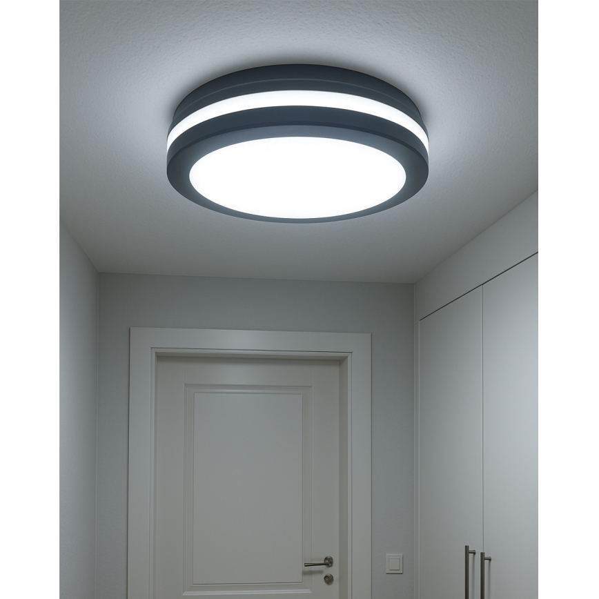 Oprawa sufitowa LED z czujnikiem ruchu LED/20W/230V 3000/4000/6500K Ø 230 cm IP54 antracyt