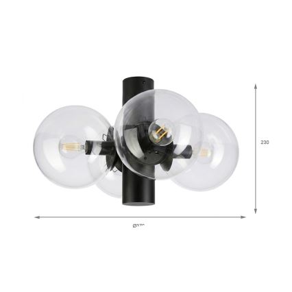 Oprawa sufitowa SFERIO 4xE14/5W/230V czarna/przezroczysta