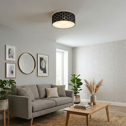 Oprawa sufitowa ULLE 1xE27/15W/230V śr. 35 cm czarna