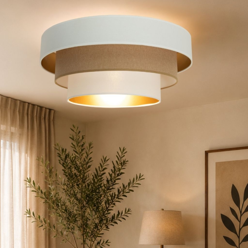 Oprawa sufitowa WENTA 1xE27/60W/230V śr. 50 cm biała/brązowa