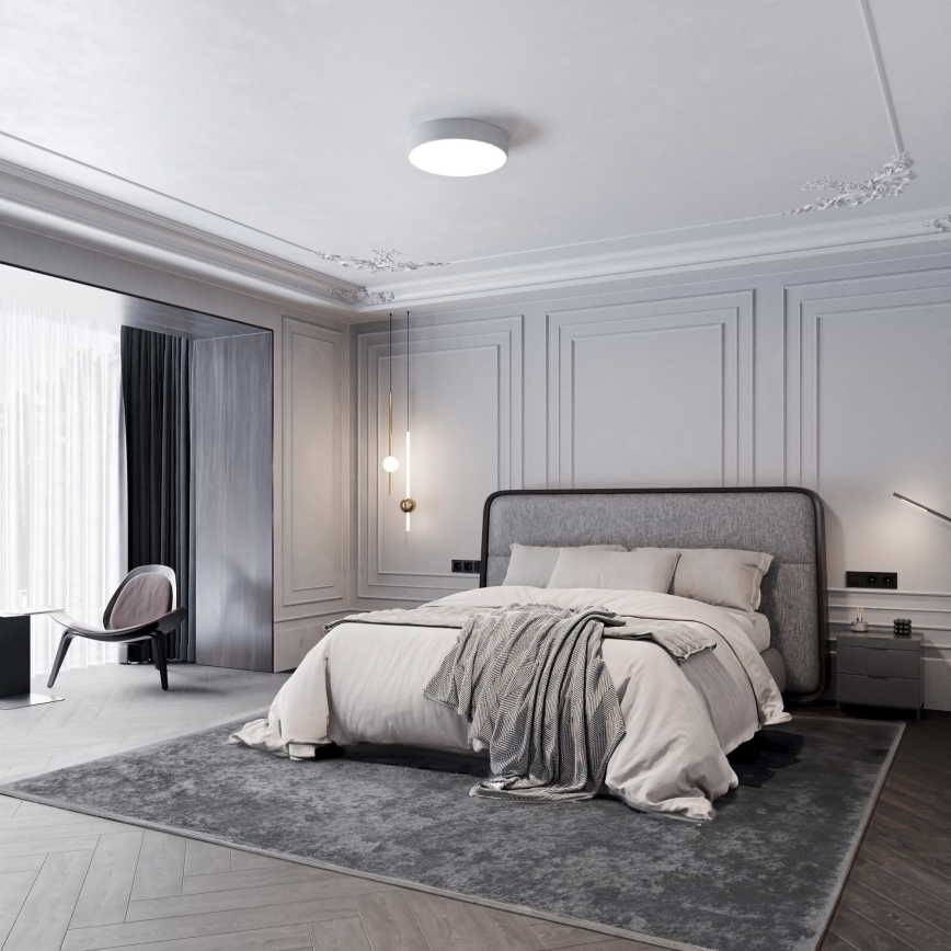 Lampa sufitowa z czujnikiem ruchu i zmierzchu CLEO 3xE27/24W/230V śr. 40 cm szara