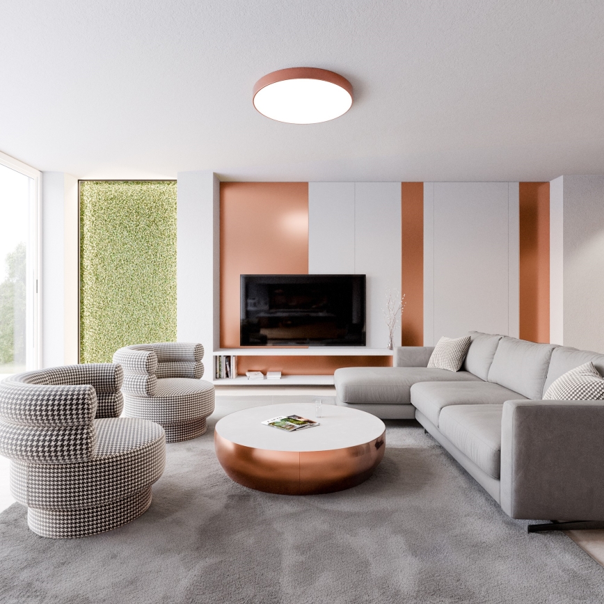 Lampa sufitowa CLEO z czujnikiem ruchu i zmierzchu, 5×E27/24W/230V, średnica 60 cm, miedziana