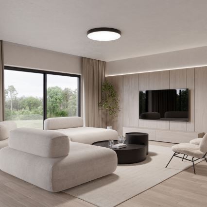 Lampa sufitowa z czujnikiem ruchu i zmierzchu CLEO 5xE27/24W/230V o średnicy 60 cm, czarna