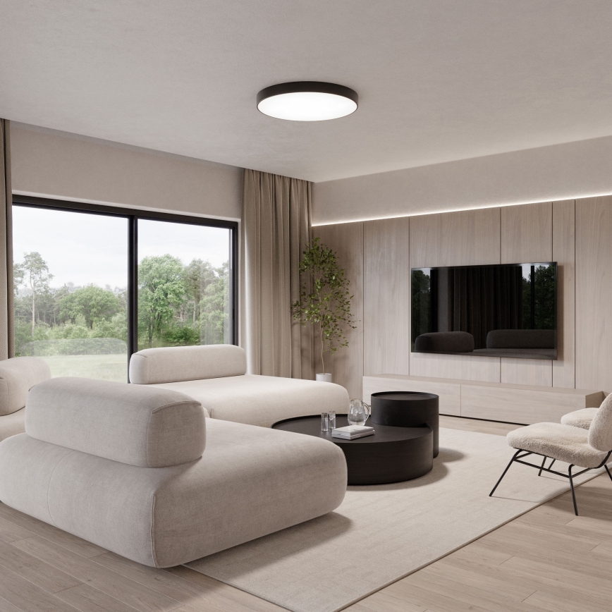 Lampa sufitowa z czujnikiem ruchu i zmierzchu CLEO 5xE27/24W/230V o średnicy 60 cm, czarna