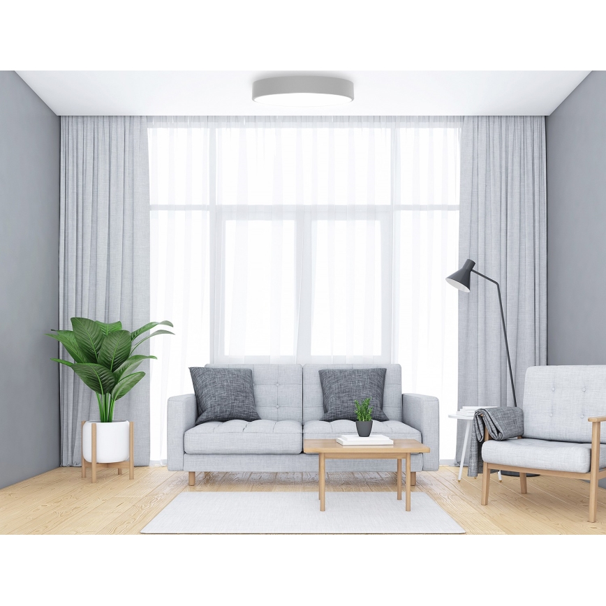 Lampa sufitowa z czujnikiem ruchu i zmierzchu CLEO 6xE27/24W/230V śr. 80 cm szara