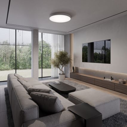 Lampa sufitowa z czujnikiem ruchu i zmierzchu CLEO 6xE27/24W/230V śr. 80 cm szara