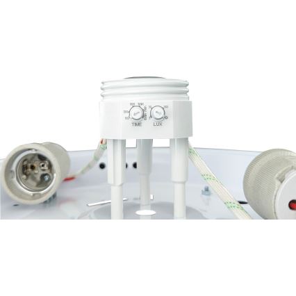 Lampa sufitowa MANA z czujnikiem ruchu i zmierzchu 2xE27/40W/230V, śr. 30 cm, biała