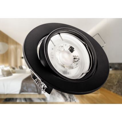 Oprawa wpuszczana 1xGU10/MR16/10W/230V śr. 9 cm czarna