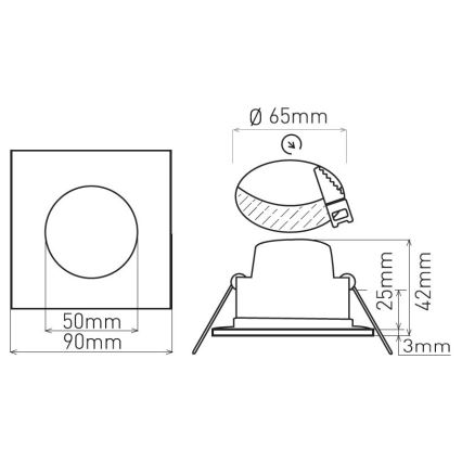 Oprawa wpuszczana do łazienki BONO LED/5W/230V 3000K IP65 czarna