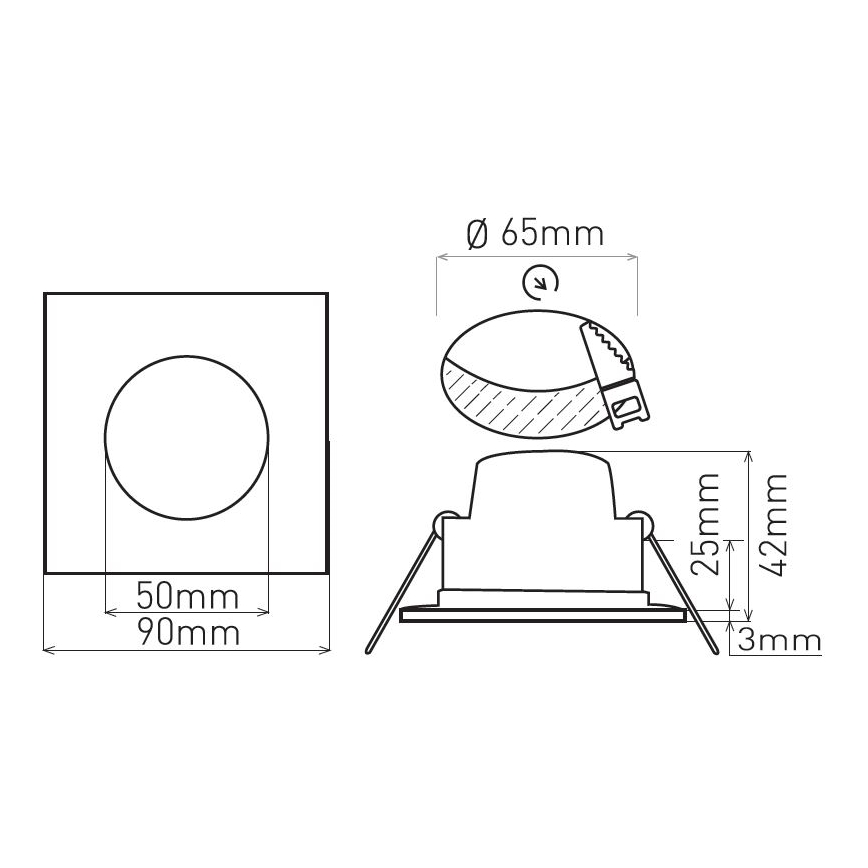 Oprawa wpuszczana do łazienki BONO LED/5W/230V 3000K IP65 czarna