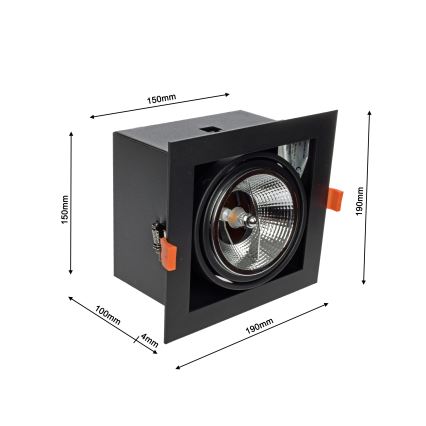 Oprawa wpuszczana PLAZA AR111 1xGU10/12W/230V czarny