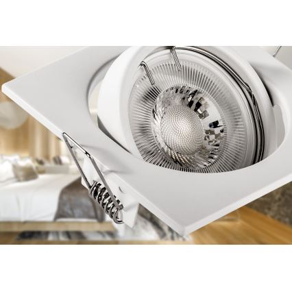 Oprawa wpuszczana sufitowa 1xGU10/MR16/10W/230V 9x9 cm biała