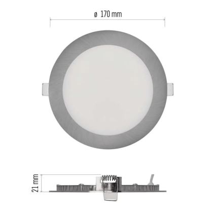 Oprawa wpuszczana sufitowa LED NEXXO LED/12,5W/230V 3000/3500/4000K srebrna śr. 17 cm