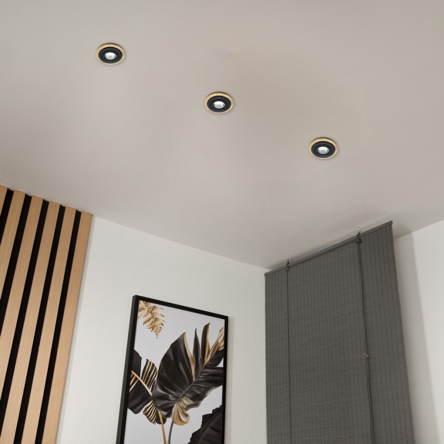 Oprawa wpuszczana TOBBY 1xGU10/20W/230V śr. 11,5 cm dąb/czarny