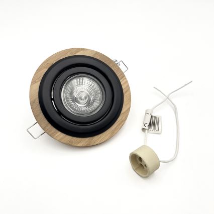 Oprawa wpuszczana TOBBY 1xGU10/20W/230V śr. 11,5 cm dąb/czarny