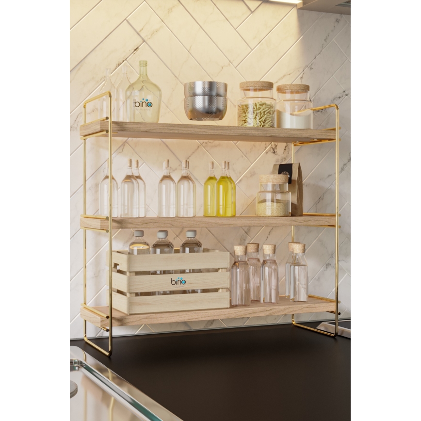 Organizer na półkę 45x40 cm złoty/brązowy