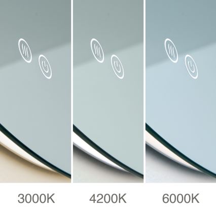 LED Podświetlane podgrzewane lustro łazienkowe naścienne FOCUS LED/18W/230V 3000/4200/6000K śr. 45 cm IP44