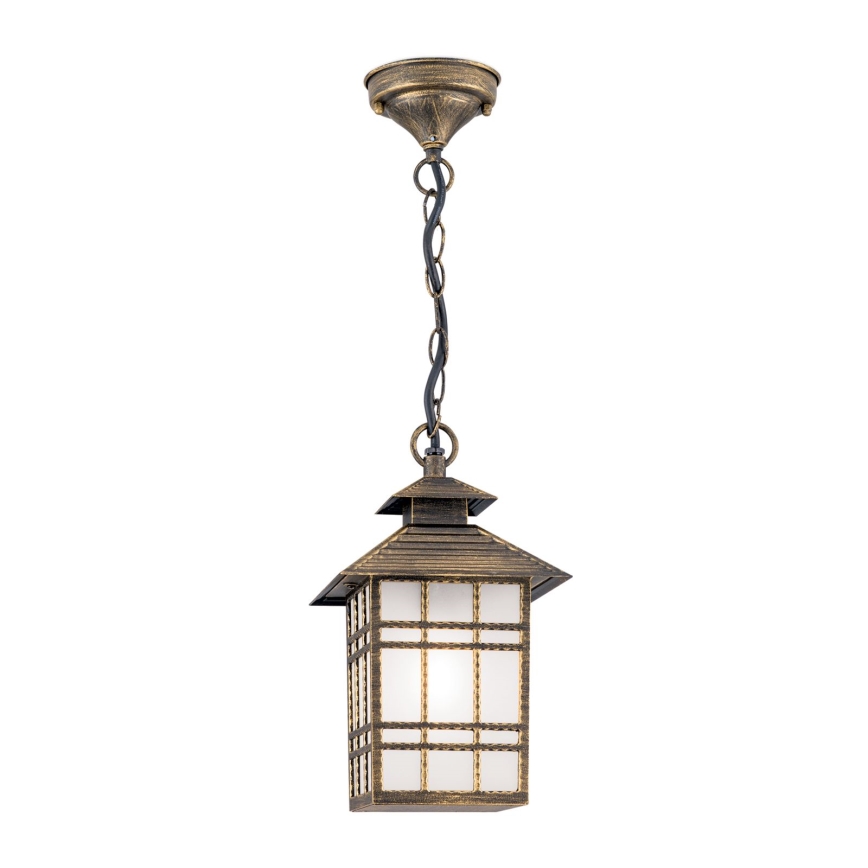 Zewnętrzna lampa wisząca KIKO 1xE27/11W/230V IP44 brąz/patyna