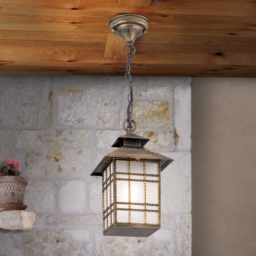 Zewnętrzna lampa wisząca KIKO 1xE27/11W/230V IP44 brąz/patyna