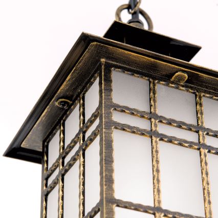 Zewnętrzna lampa wisząca KIKO 1xE27/11W/230V IP44 brąz/patyna
