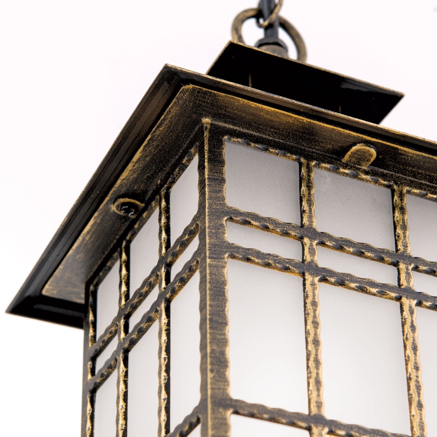 Zewnętrzna lampa wisząca KIKO 1xE27/11W/230V IP44 brąz/patyna