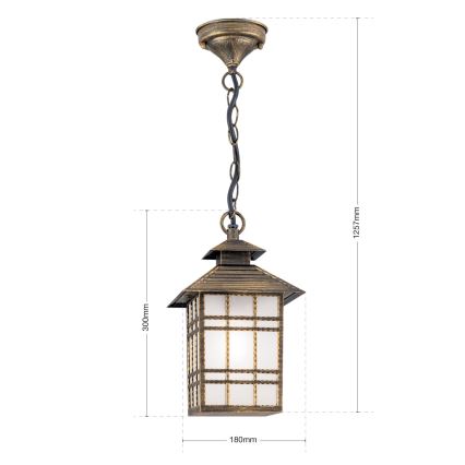 Zewnętrzna lampa wisząca KIKO 1xE27/11W/230V IP44 brąz/patyna