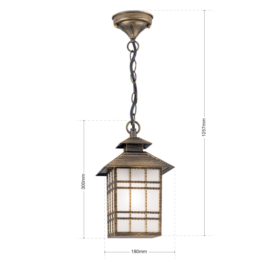 Zewnętrzna lampa wisząca KIKO 1xE27/11W/230V IP44 brąz/patyna