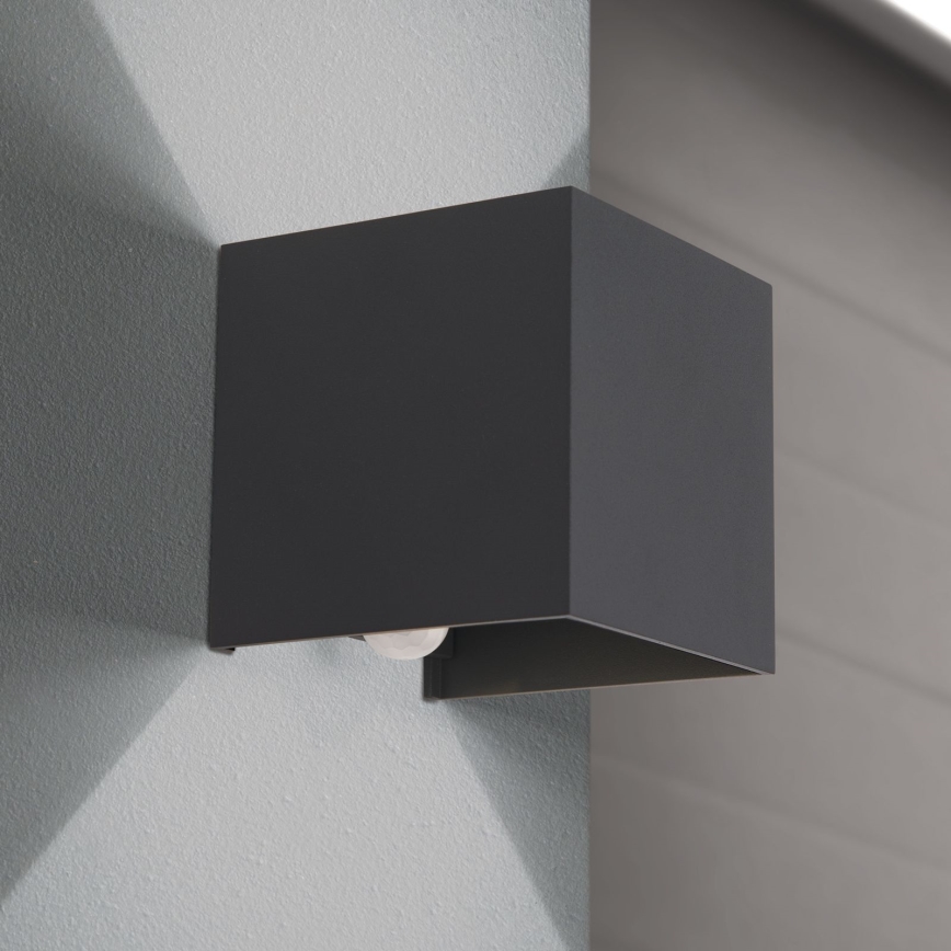 LED Kinkiet zewnętrzny z czujnikiem ruchu i zmierzchu CUBE-S LED/13W/230V IP54 antracyt