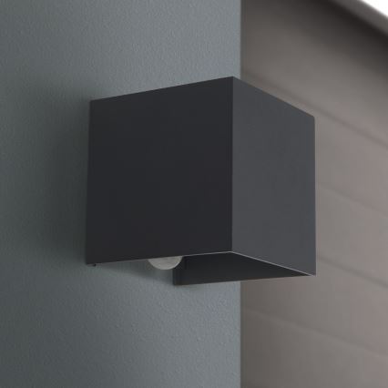 LED Kinkiet zewnętrzny z czujnikiem ruchu i zmierzchu CUBE-S LED/13W/230V IP54 antracyt